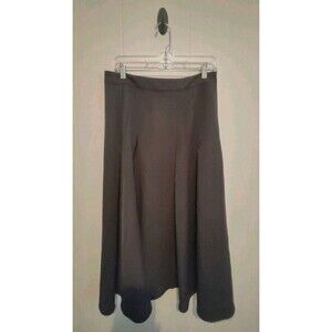 Women's Dark Grey Pleated High Waisted A Line Midi Skirt Size Large